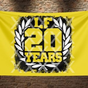 דגל צהוב 20 שנה לארגון LA FAMILIA גודל 90*1.50