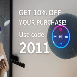 רמקול בלוטוס עמיד למים, תאורת אווירה צבעונית, סוללה עוצמתית, נצמד בחוזקה לזכוכית לחווית שמע מושלמת בכל מקלחת